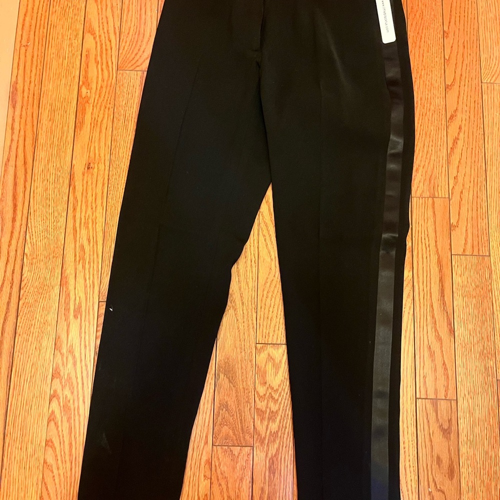 Elegant Black Satin-Trimmed Women's Pants